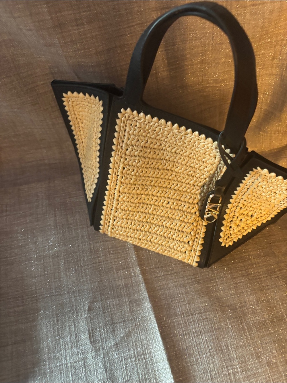 Michael Kors jordi small Black and Straw Woven bag
